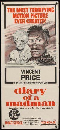 5t661 DIARY OF A MADMAN Aust daybill '63 Vincent Price in his most chilling portrayal of evil!