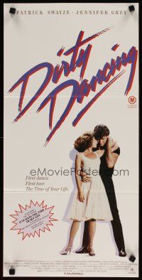 5t663 DIRTY DANCING Aust daybill '87 classic image of Patrick Swayze & Jennifer Grey in embrace!