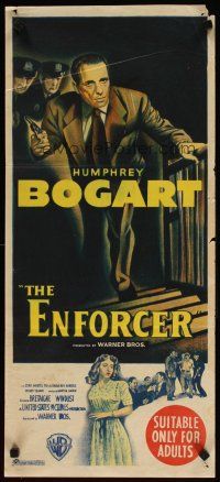 5t674 ENFORCER Aust daybill '51 Patricia Joiner, Humphrey Bogart on stairs with gun in hand!