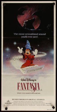5t681 FANTASIA Aust daybill R82 great different art of Mickey Mouse, Disney musical classic!