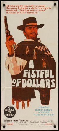 5t688 FISTFUL OF DOLLARS Aust daybill '67 Sergio Leone's Per un Pugno di Dollari, art of Eastwood!