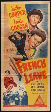 5t706 FRENCH LEAVE Aust daybill '48 Jackie Cooper & Jackie Coogan all grown up & romancing!