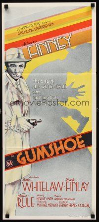 5t743 GUMSHOE Aust daybill '72 Stephen Frears directed, cool artwork of Albert Finney!