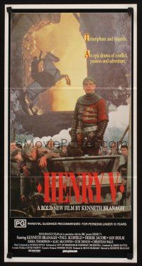 5t757 HENRY V Aust daybill '89 great image of star & director Kenneth Branagh!