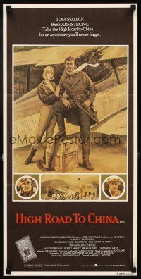 5t761 HIGH ROAD TO CHINA Aust daybill '83 Morgan Kane art of aviator Tom Selleck & Bess Armstrong!