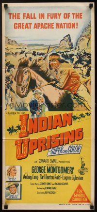 5t779 INDIAN UPRISING Aust daybill '51 George Montgomery & Audrey Long, teacher of the Reds!