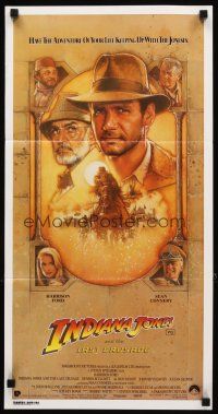 5t780 INDIANA JONES & THE LAST CRUSADE Aust daybill '89 art of Ford & Sean Connery by Drew!