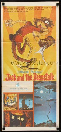 5t788 JACK & THE BEANSTALK Aust daybill '74 cool cartoon art of classic fairy tale!