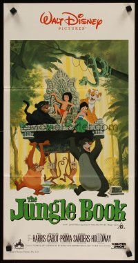 5t798 JUNGLE BOOK Aust daybill R86 Walt Disney cartoon classic, image of Mowgli & friends!