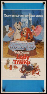 5t804 LADY & THE TRAMP Aust daybill R80 Disney classic dog cartoon, includes best spaghetti scene!