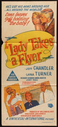 5t805 LADY TAKES A FLYER Aust daybill '58 art of Jeff Chandler with sexy Lana Turner!