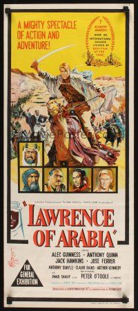 5t808 LAWRENCE OF ARABIA Aust daybill '63 David Lean classic, stone litho art of Peter O'Toole!