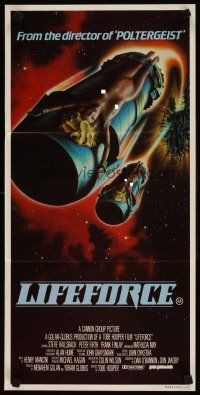 5t814 LIFEFORCE Aust daybill '85 Tobe Hooper directed, sexy space vampires, cool sci-fi art!