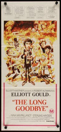 5t821 LONG GOODBYE Aust daybill '73 art of Elliott Gould as Philip Marlowe by Jack Davis!
