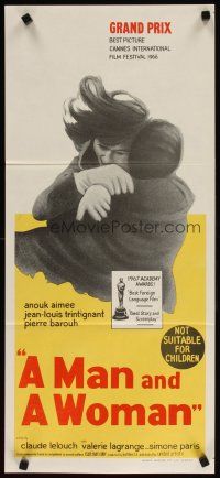 5t828 MAN & A WOMAN Aust daybill '68 Claude Lelouch's Un homme et une femme, Anouk Aimee!