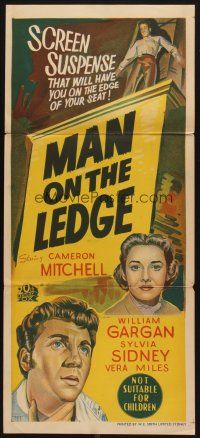 5t829 MAN ON THE LEDGE Aust daybill '55 Cameron Mitchell, William Gargan, Sylvia Sidney!