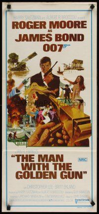 5t833 MAN WITH THE GOLDEN GUN Aust daybill '74 Roger Moore as James Bond by Robert McGinnis!