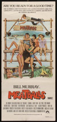 5t839 MEATBALLS Aust daybill '79 Ivan Reitman, artwork of Bill Murray & sexy babes by Morgan Kane!