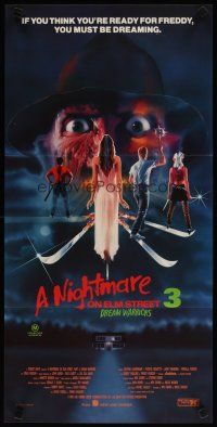 5t864 NIGHTMARE ON ELM STREET 3 Aust daybill '87 horror art of Freddy Krueger by Matthew Peak!