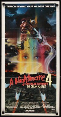 5t865 NIGHTMARE ON ELM STREET 4 Aust daybill '89 art of Englund as Freddy Krueger by Matthew Peak!