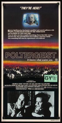 5t885 POLTERGEIST Aust daybill '82 Tobe Hooper horror classic, they're here, Heather O'Rourke!