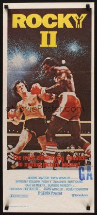 5t905 ROCKY II Aust daybill '79 best image of Sylvester Stallone & Carl Weathers fighting in ring!