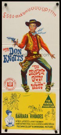 5t920 SHAKIEST GUN IN THE WEST Aust daybill '68 full-length stone litho of wacky Don Knotts!