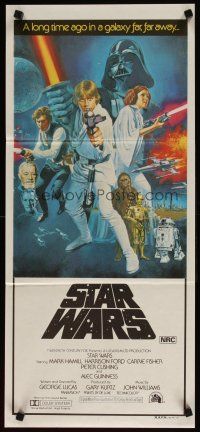 5t942 STAR WARS Aust daybill '77 George Lucas classic sci-fi epic, great art by Tom Chantrell!