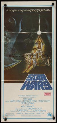 5t943 STAR WARS 2nd printing Aust daybill '77 George Lucas classic sci-fi epic, art by Tom Jung