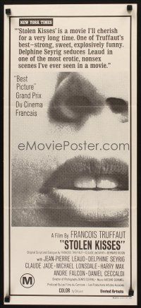 5t945 STOLEN KISSES Aust daybill '68 Francois Truffaut's Baisers Voles, sexy lips image!
