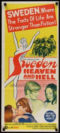 5t956 SWEDEN HEAVEN & HELL Aust daybill '69 where the facts of life are stranger than fiction!
