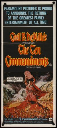 5t960 TEN COMMANDMENTS Aust daybill R72 art of Charlton Heston w/tablets, Cecil B. DeMille!