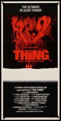 5t966 THING red title style Aust daybill '82 John Carpenter, sci-fi horror, ultimate in terror!