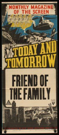 5t971 TODAY & TOMORROW stock Aust daybill '40s cool newsreel stone litho, Friend of the Family!