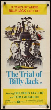 5t975 TRIAL OF BILLY JACK Aust daybill '74 Tom Laughlin as Billy Jack, Delores Taylor!