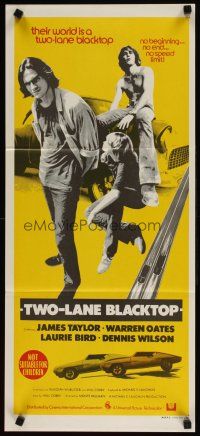 5t979 TWO-LANE BLACKTOP Aust daybill '71 James Taylor is the driver, Oates is GTO, Laurie Bird