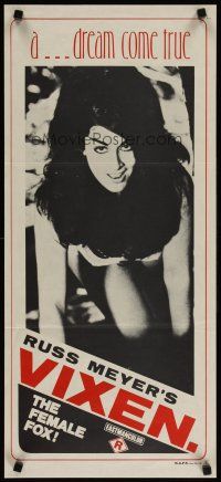 5t984 VIXEN Aust daybill '68 classic Russ Meyer, sexy Erica Gavin, a dream come true!