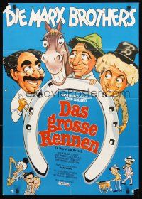 5t327 DAY AT THE RACES German R82 Hirschfeld-esque artwork of the Marx Brothers, horse racing!