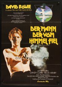5t416 MAN WHO FELL TO EARTH German '76 Nicolas Roeg, shirtless David Bowie firing gun!