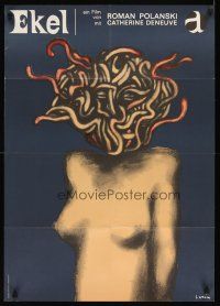 5t451 REPULSION German '65 Roman Polanski, Catherine Deneuve, wild art of topless woman by Lenica!