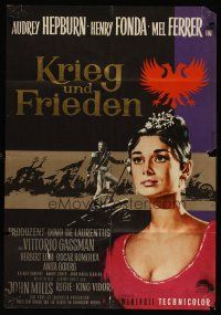 5t502 WAR & PEACE German R60s art of Audrey Hepburn, Henry Fonda, Leo Tolstoy epic!