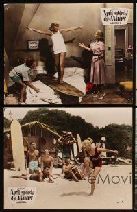 5t192 GIDGET 4 German LCs '59 cute Sandra Dee w/James Darren & Cliff Robertson, surfing scenes!