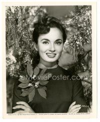 5x051 ANN BLYTH 8x10 still '50 smiling Christmas portrait fringed with snow-tipped pine branches!