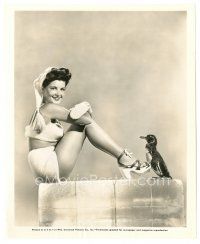 5x075 BARBARA BATES 8x10 still '45 in sexy skimpy winter outfit sitting on ice blocks w/ penguin!