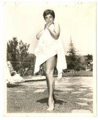 5x002 ELIZABETH TAYLOR 8x10 key book still '54 full-length by pool covered only by a towel!