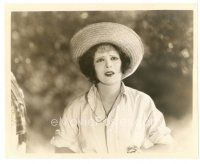 5x353 HULA 8x10 still '27 great close up concerned Clara Bow wearing straw hat in Hawaii!