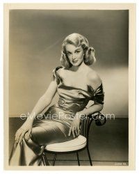 5x388 JAN STERLING 8x10 still '50s great seated portrait of the sexy blonde in cool dress!