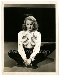 5x393 JANET BLAIR 8x10 still '46 great c/u on floor doing stretches, starring in Gallant Journey!