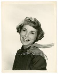 5x395 JANET LEIGH 8x10 still '40s head & shoulders portrait with scarf & smiling really big!