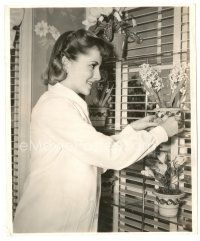 5x415 JOAN FONTAINE 8x9.75 still '38 great smiling close up tending to her plants at home!